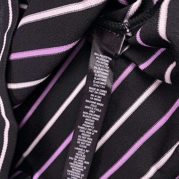 NWOT Ralph Lauren RLX Polo Shirt Men's Large Black Lilac White Striped Stretch - Picture 6 of 9
